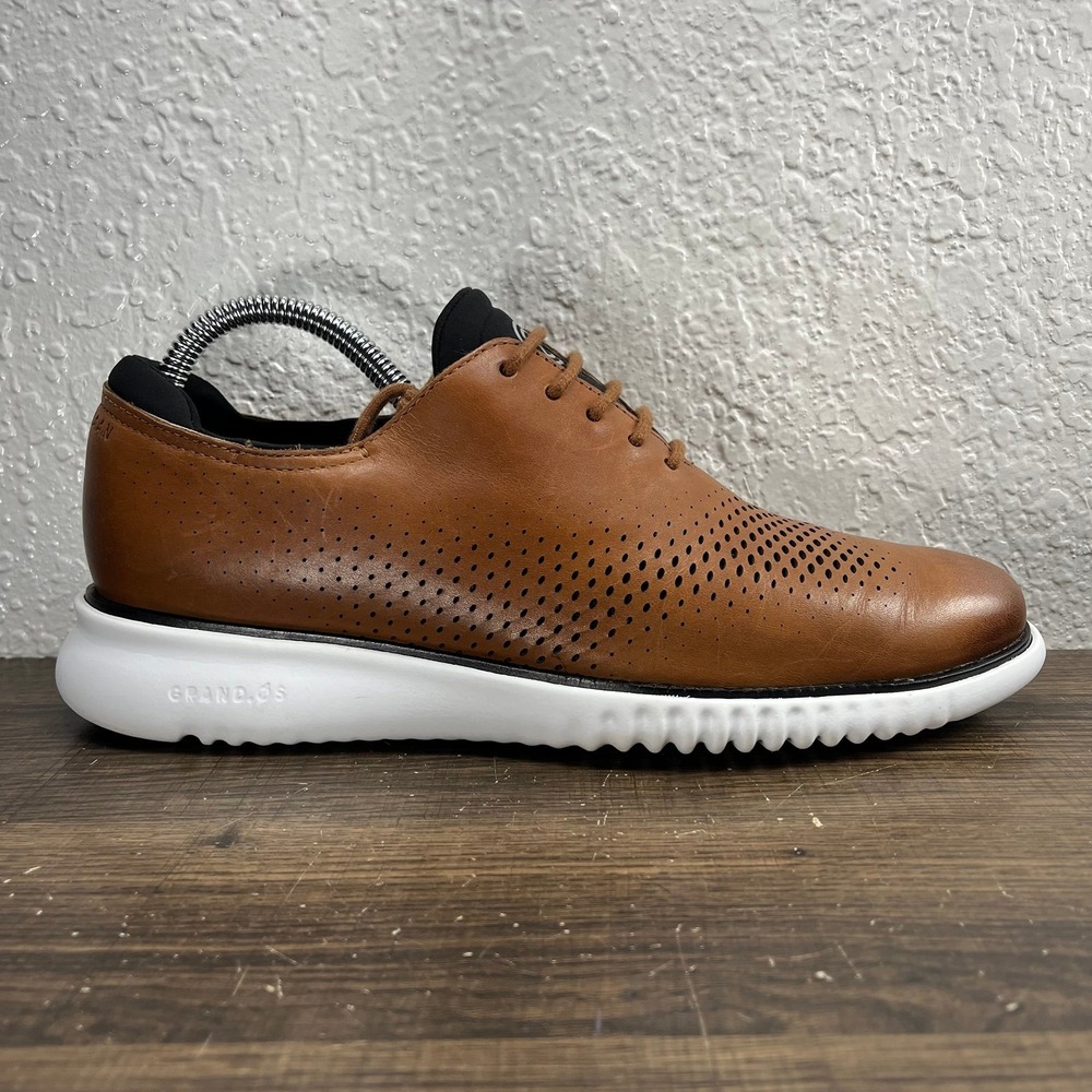 Cole Haan 2.ZeroGrand Laser Wingtip Oxfords Men's Brown Shoes - Men's Size 8 (M)
